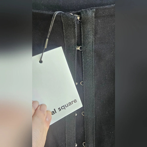 Oval Square Mini Cotton Hooks Hi Low Skirt Black size M - Picture 3 of 7